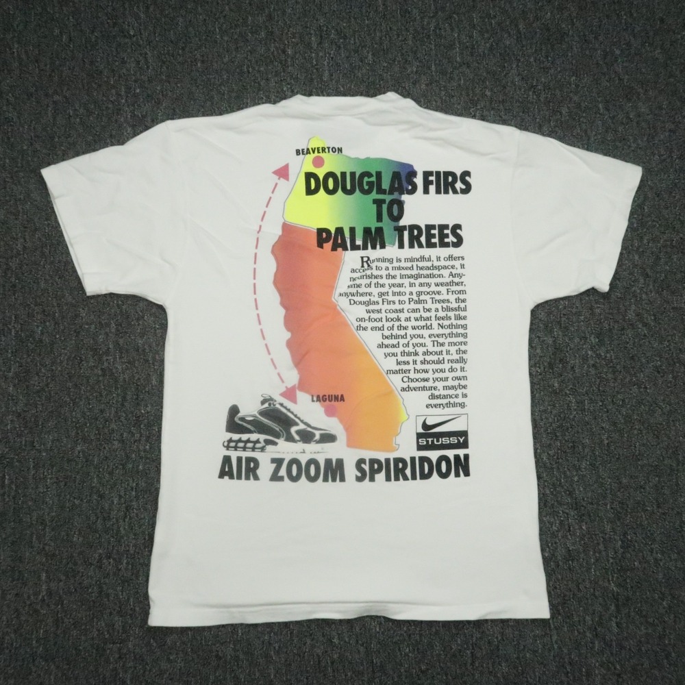 Nike Shirt Mens Small White Stussy Air Zoom Spiridon Douglas Firs To Palm Trees